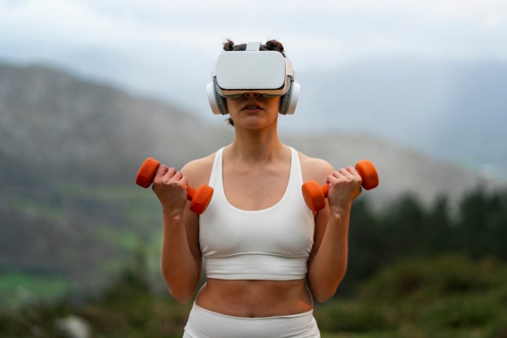 woman-using-vr-glasses-exercise-outdoors-with-weights_23-2150379705-1024x683 5 Ways Wellness Technology byPulsetto Revolutionizes Your Health and Well-Being